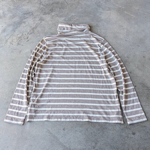 Madewell Whisper Cotton Turtleneck in Kearney Stripe Brown White size XL NWT - Picture 7 of 7